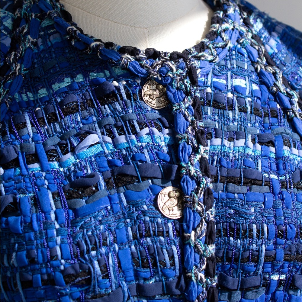 Chanel Cruise 2018 Greece Blue Gold Owl Lesage Fantasy Tweed 18C Jacket - Picture 6 of 16